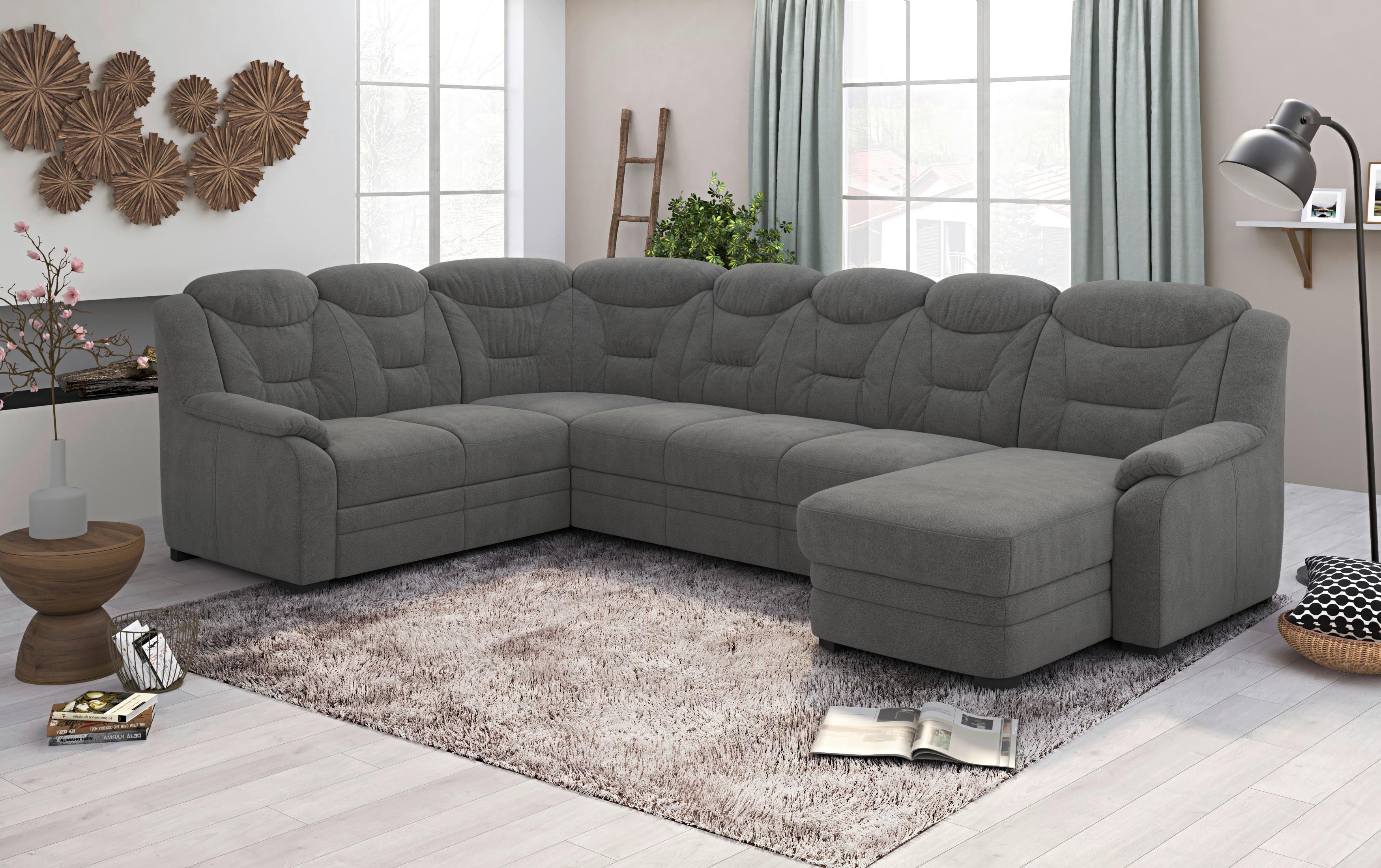 Wohnlandschaft Marcus Anthrazit inkl. Bettkasten - Anthrazit/Schwarz, Basics, Textil (211/330/162cm) - MID.YOU