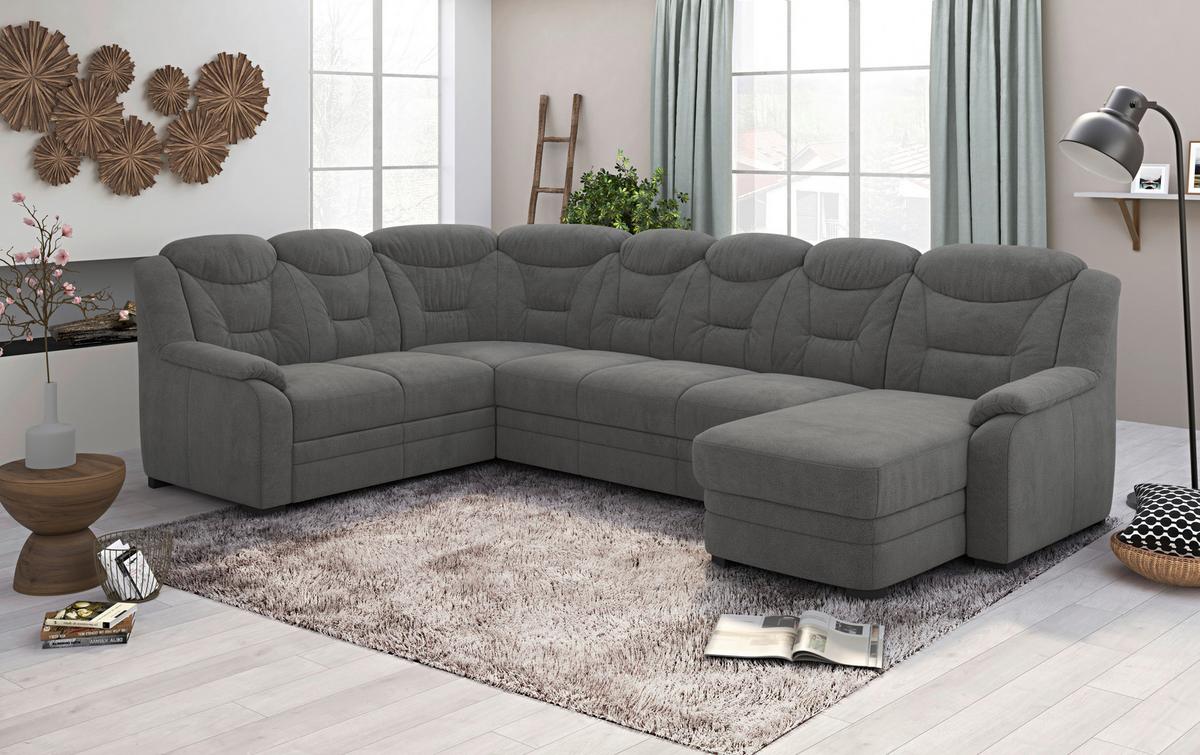 Wohnlandschaft Marcus Anthrazit inkl. Bettkasten - Anthrazit/Schwarz, Basics, Textil (211/330/162cm) - MID.YOU