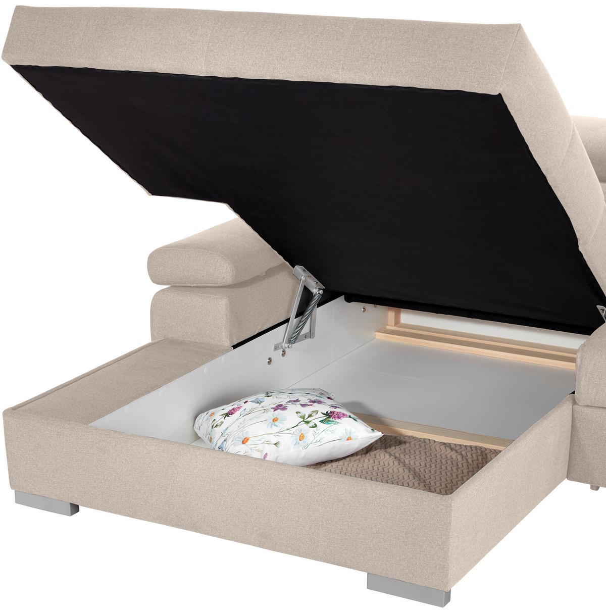 Ecksofa Perry - Beige/Silberfarben, Design, Textil (183/292cm) - Livetastic