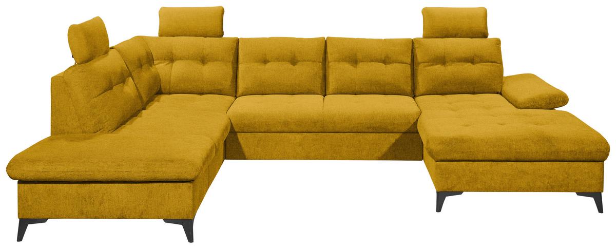 Wohnlandschaft Durban U Gelb U: 218/324/170 Cm - Gelb/Schwarz, KONVENTIONELL, Textil (218/324/170cm) - MID.YOU