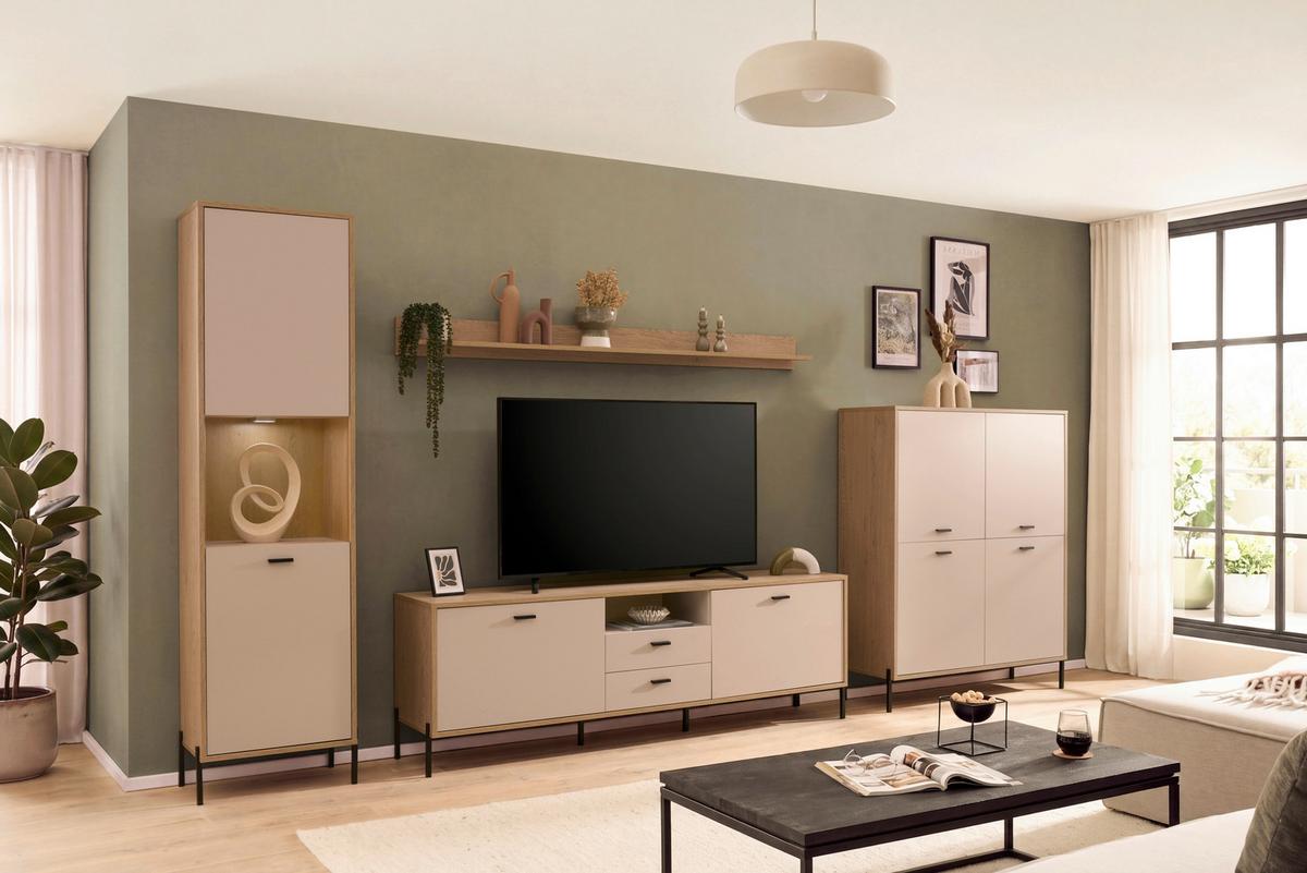Highboard Fredericia Eichefarben Kaschmir B: 115 cm - Kaschmir/Eichefarben, Design, Holzwerkstoff (115/140/40cm) - MID.YOU