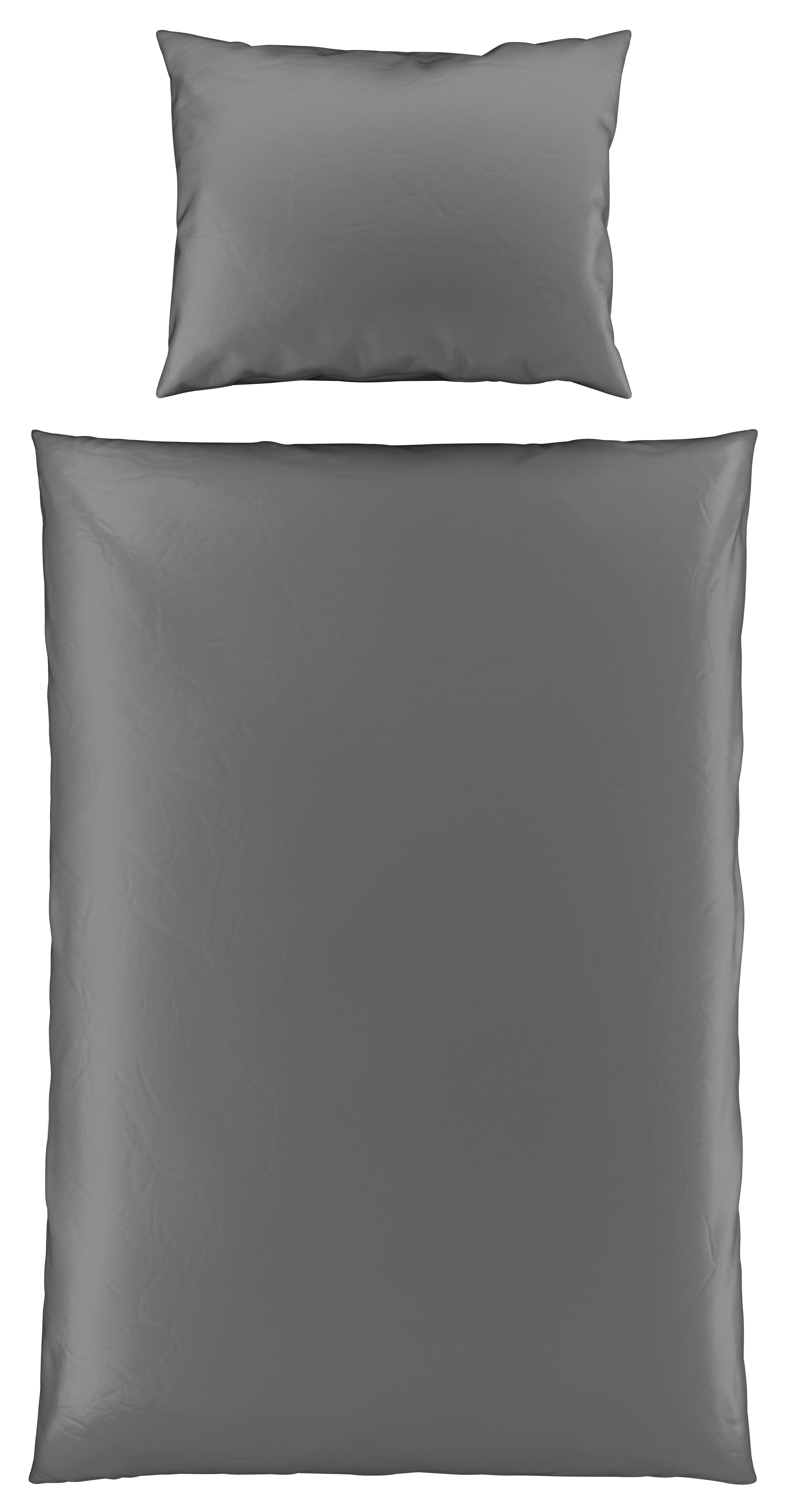 Satin Bettwäsche 140x200 Cm Lydia Anthrazit - Anthrazit, MODERN, Textil - Luca Bessoni