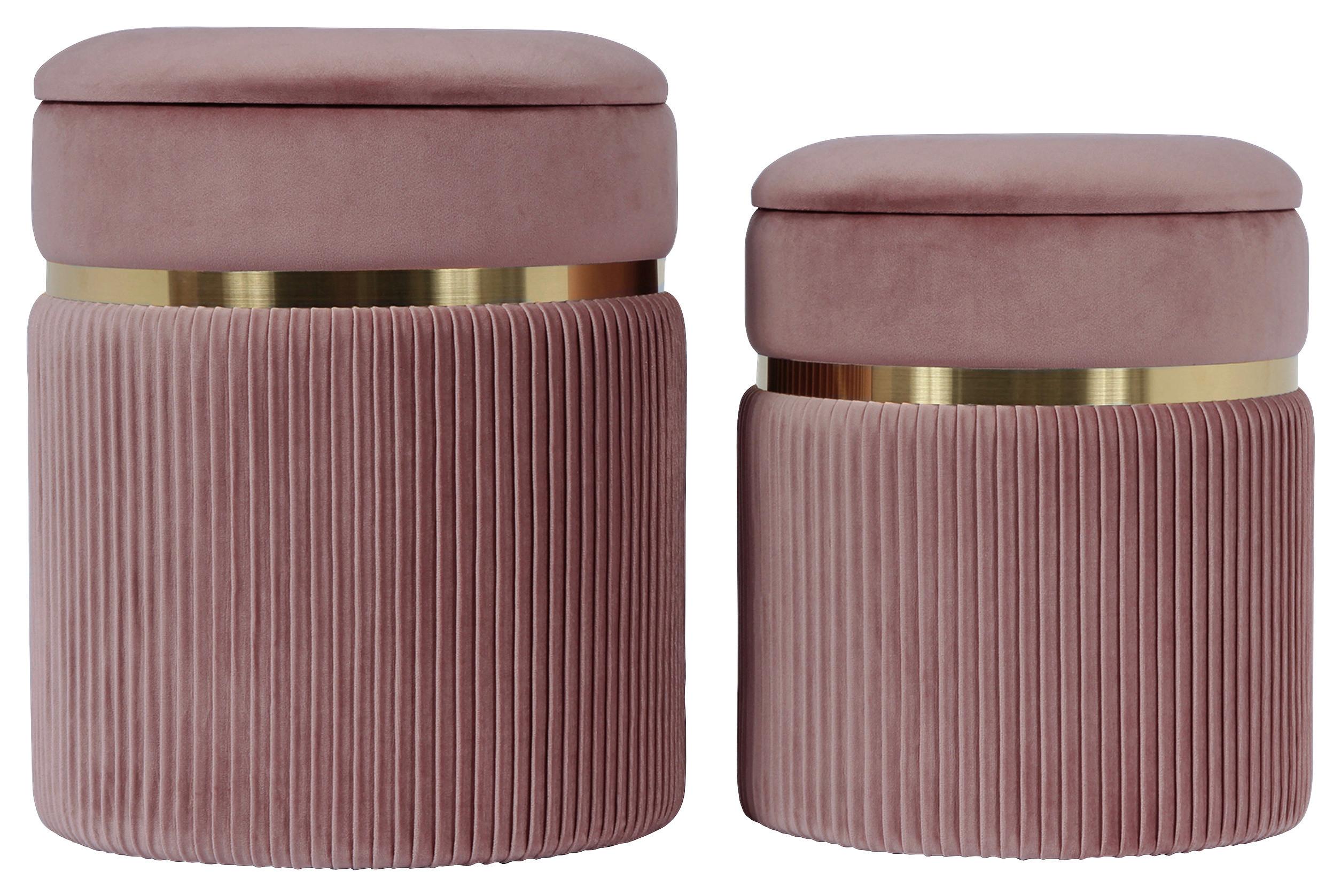 Hockerset Zora 325 Altrosa/Goldfarben D:36/31,5cm - Goldfarben/Altrosa, KONVENTIONELL, Textil/Metall (31,5/36/38/44/31,5/36cm) - Kayoom