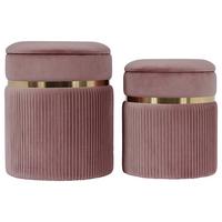 Hockerset Zora 325 Altrosa/Goldfarben D:36/31,5cm - Goldfarben/Altrosa, KONVENTIONELL, Textil/Metall (31,5/36/38/44/31,5/36cm) - Kayoom