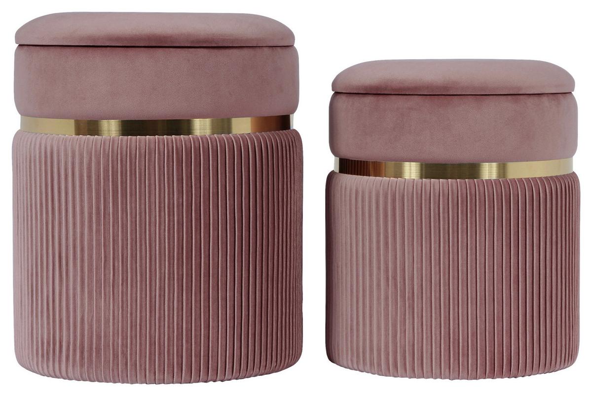 Hockerset Zora 325 Altrosa/Goldfarben D:36/31,5cm - Goldfarben/Altrosa, KONVENTIONELL, Textil/Metall (31,5/36/38/44/31,5/36cm) - Kayoom