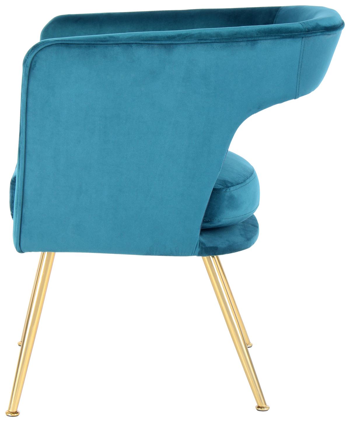 STOLIČKA S PODRÚČKAMI JOLENE 125 - zlatá/petrolejová, Modern, kov/textil (60/77/63cm) - MID.YOU
