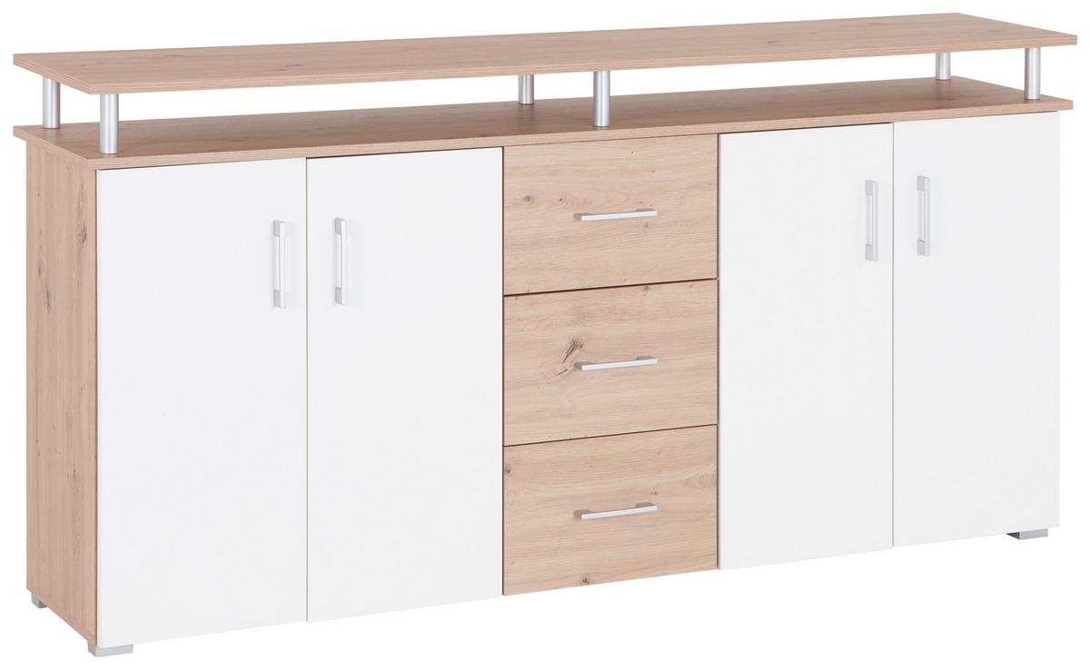 Kommode 176 Cm Lift, Eiche Dekor/weiß - Eichefarben/Weiß, MODERN, Holzwerkstoff (176/90/38cm)