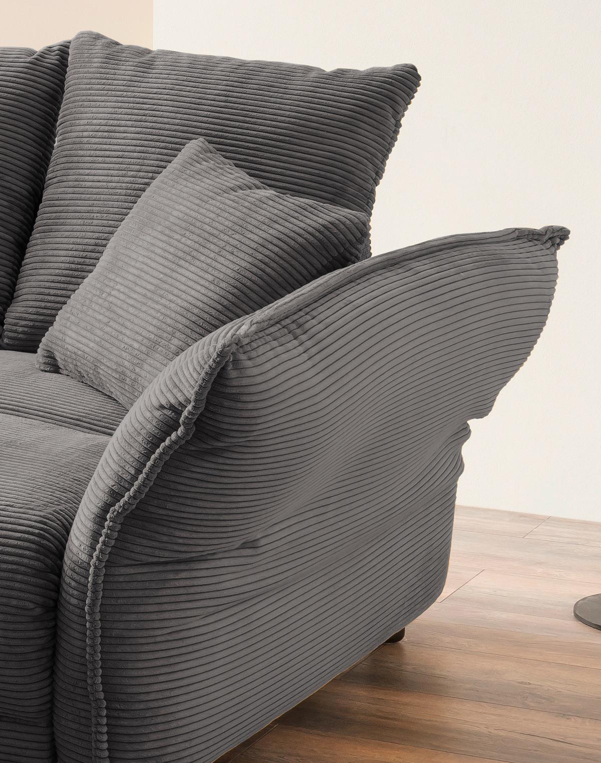 Bigsofa Pera, Grau B: 242 cm - Chromfarben/Grau, MODERN, Textil (242/71/90/131cm) - Livetastic