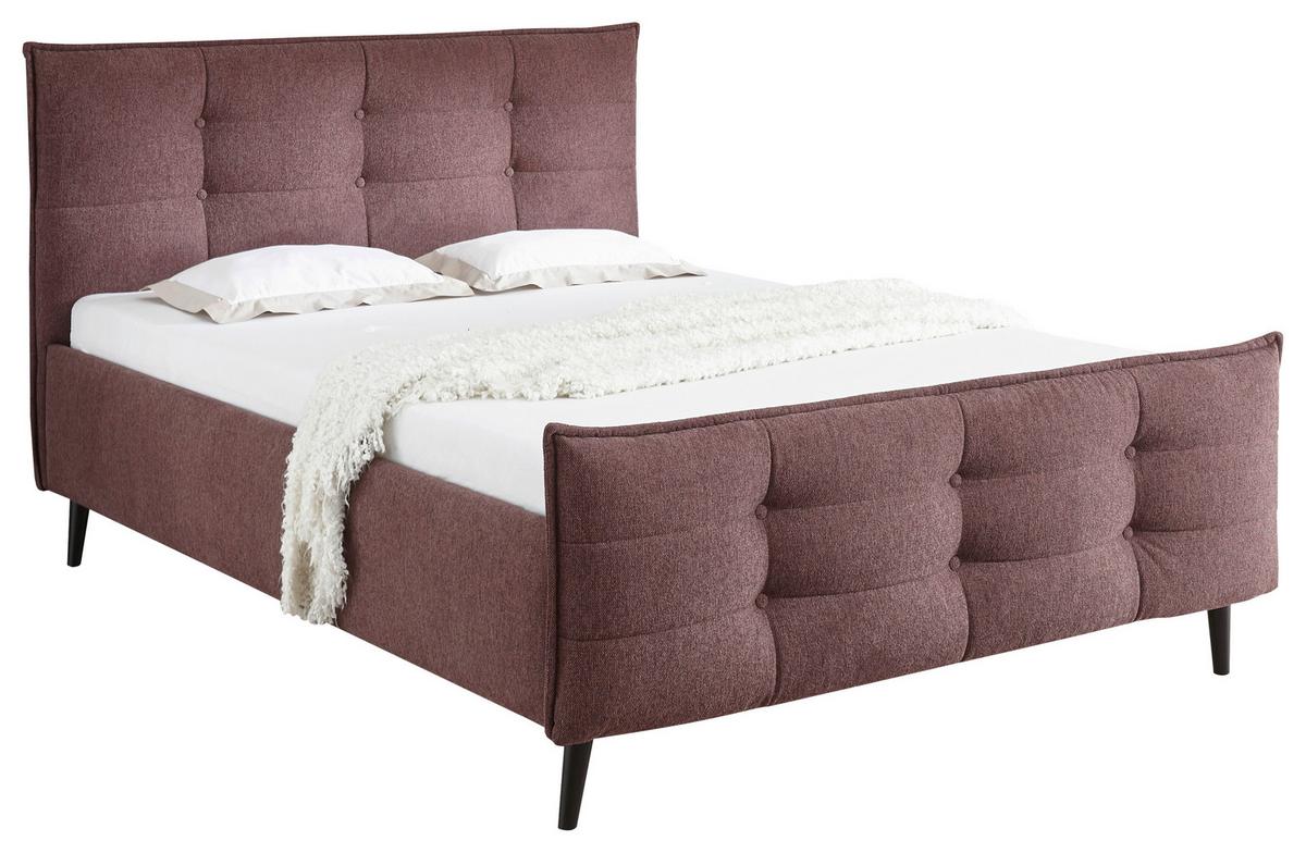 Polsterbett Mario B 140x200 cm Aubergine - Aubergine, Basics, Holzwerkstoff/Textil (140/200cm) - MID.YOU