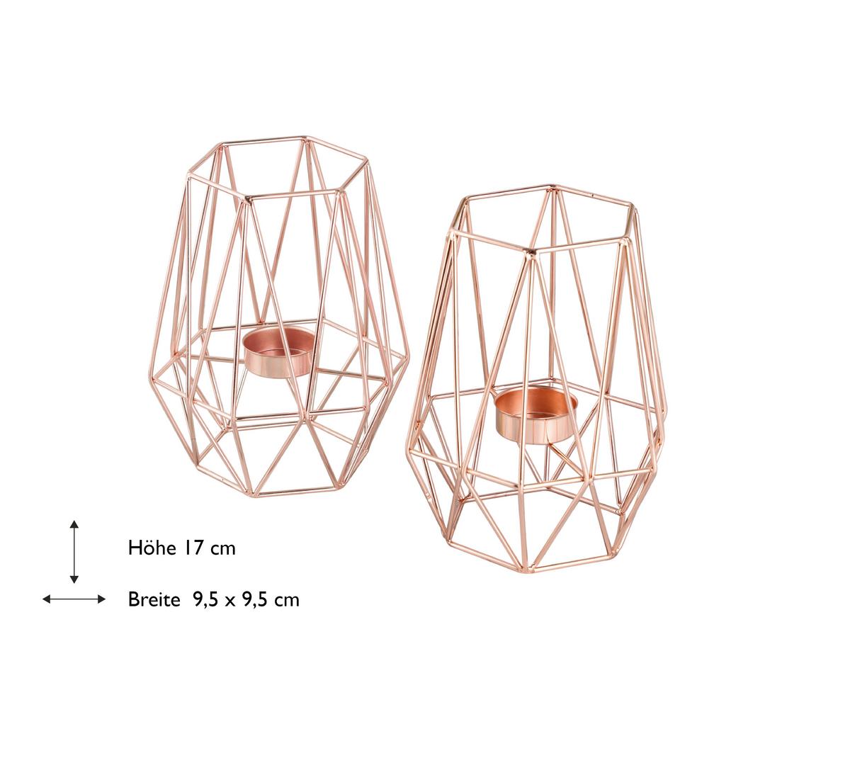 Teelichthalter-Set Eisen Kupferfarben - Roségold, Basics, Metall (9,5cm) - Echtwerk