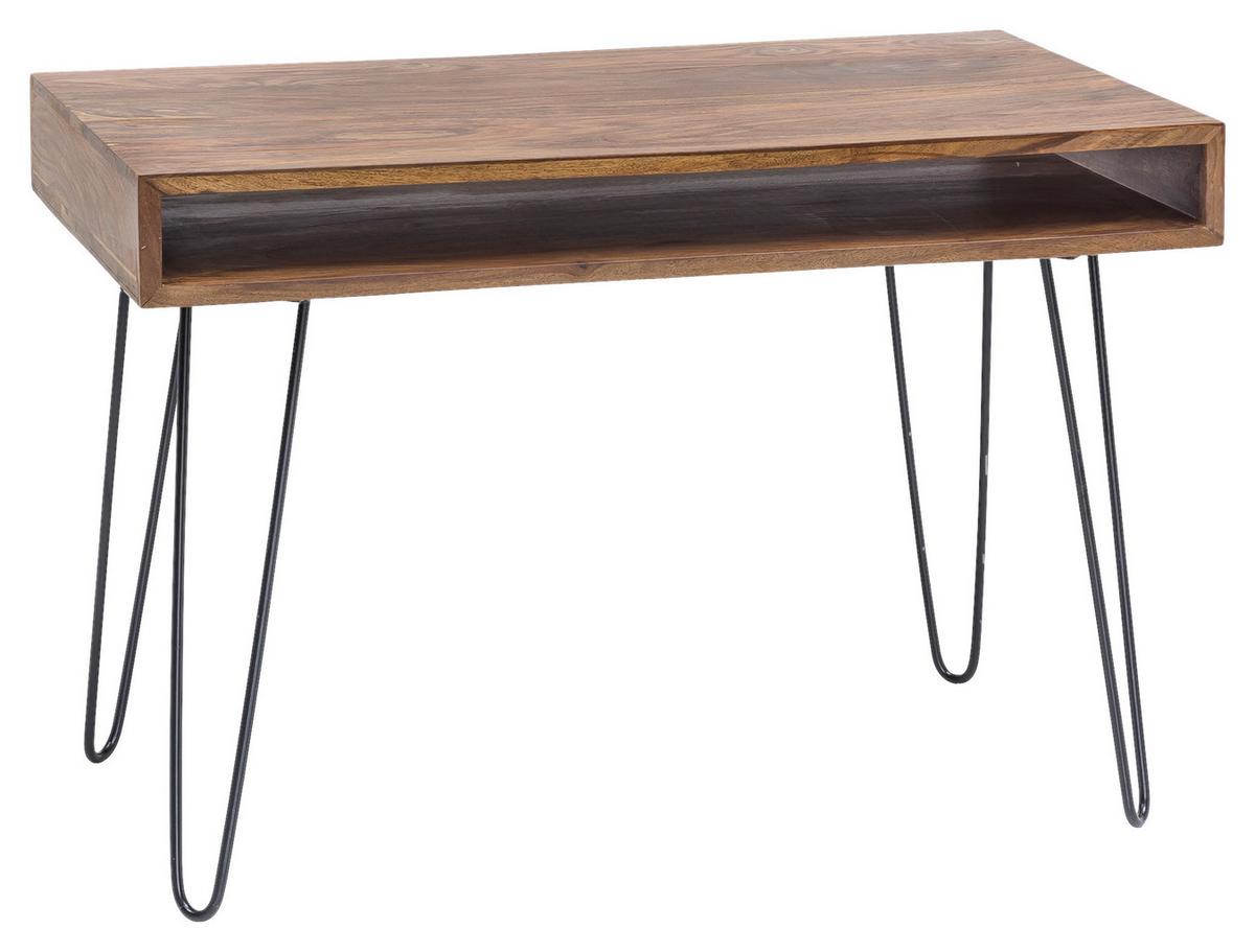 Psací stůl ze dřeva Sheesham BAGLI - černá/barvy sheesham, Design, kov/dřevo (110/60/76cm) - MID.YOU