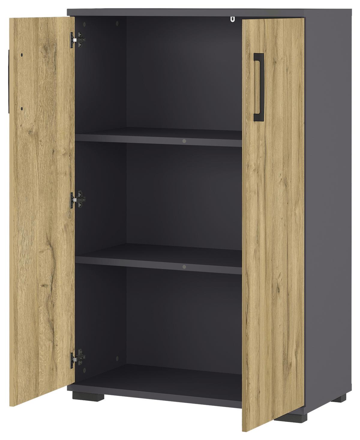 Aktenschrank Gw-Profi Eiche Dekor/Graphitfarben B: 80 cm - Eichefarben/Graphitfarben, KONVENTIONELL, Holzwerkstoff (80/123/40cm) - Germania