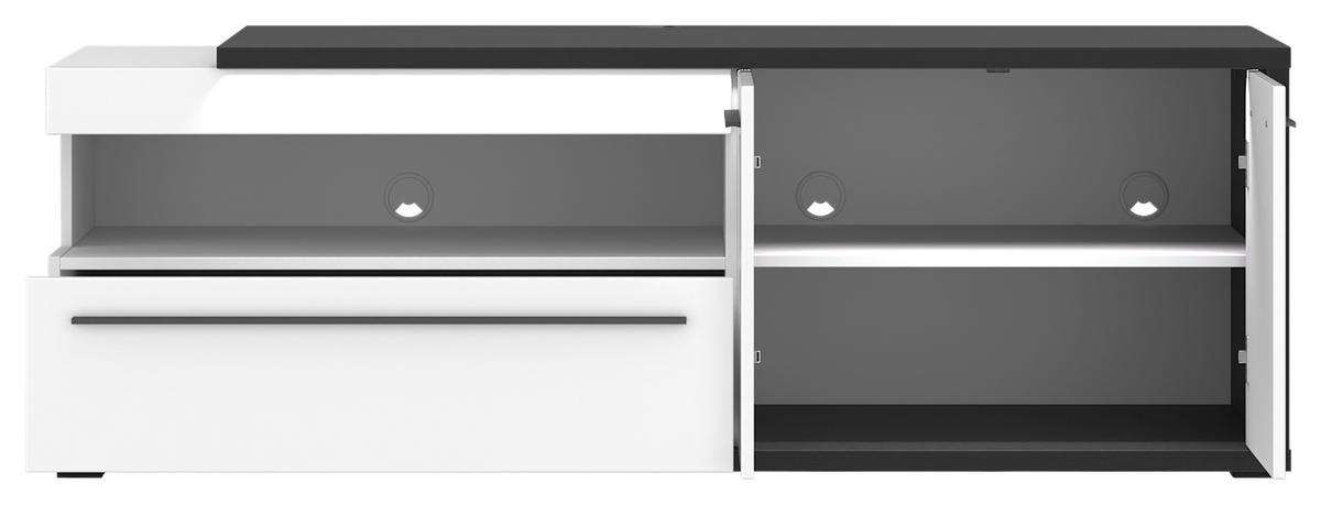 Wohnwand Ambiente Plus Anthrazit/ Weiß B: 310,4 cm - Weiß Hochglanz/Anthrazit, MODERN, Glas/Holzwerkstoff (310,4/199,1/53,6cm)