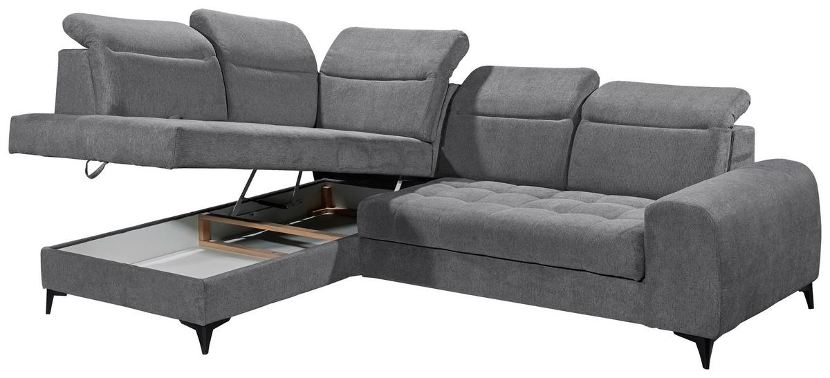 Ecksofa Rockdale Anthrazit S:200x282cm - Anthrazit/Schwarz, KONVENTIONELL, Textil (200/282cm) - MID.YOU