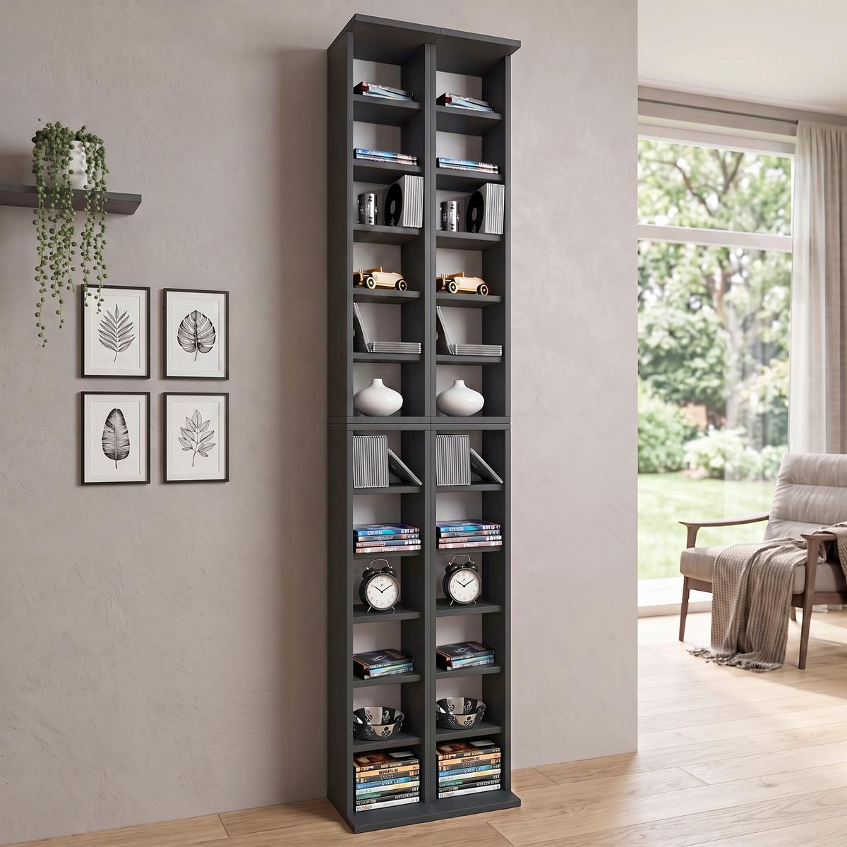 CD Regal Almera 42 cm Schwarz - Schwarz, KONVENTIONELL, Holzwerkstoff (42/183/20cm) - MID.YOU