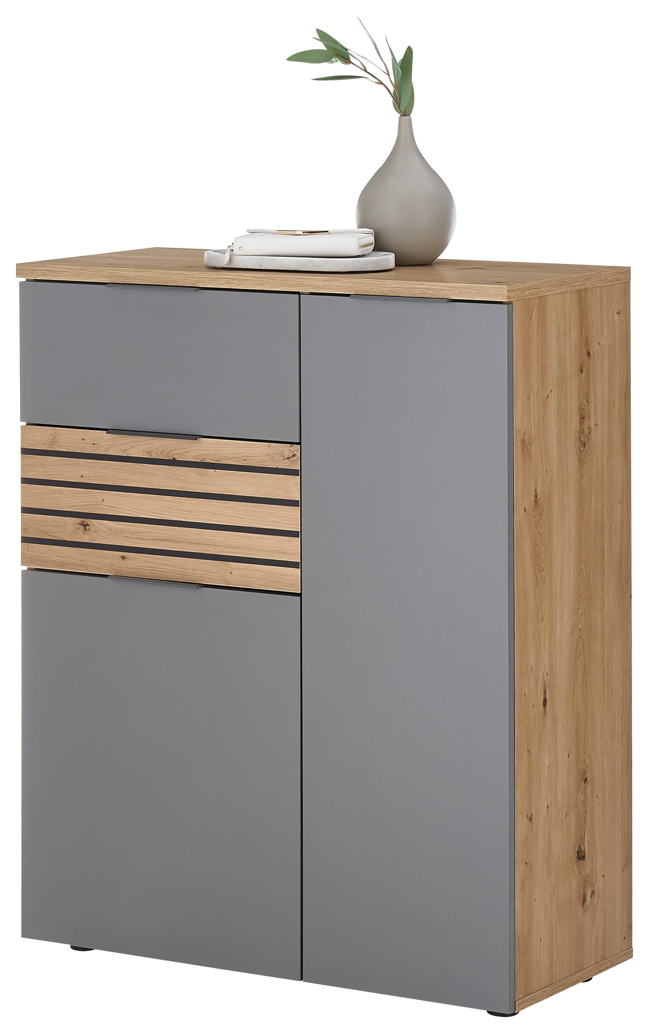 Cipősszekrény Milan 85/105 Cm - Artisan tölgy/szürke, Natur, faalapú anyag (85/105/38cm) - MID.YOU