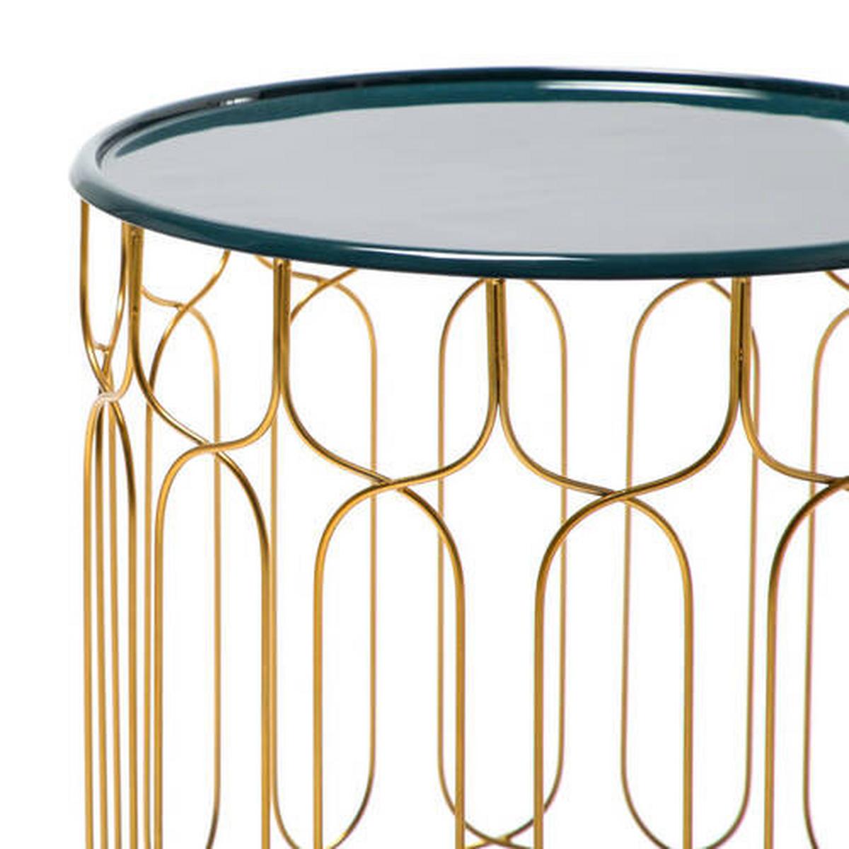 Beistelltisch 2er-set Rund Timba, Petrol/hellgrau/gold - Türkis/Goldfarben, MODERN, Metall (38 / 43/38/43/44 / 49cm) - Kayoom