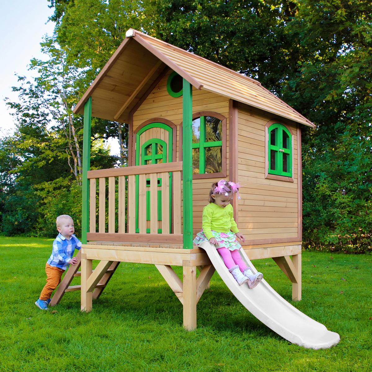 Spielhaus A030.036.90 - Rot/Braun, KONVENTIONELL, Holz (287/231/191cm) - Ambia Garden