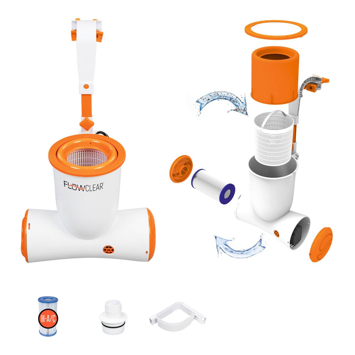 Skimmer 1050gal inkl. Filterpumpe 3.974 L/H 58469 - Orange/Weiß, MODERN, Kunststoff (3974l) - Bestway