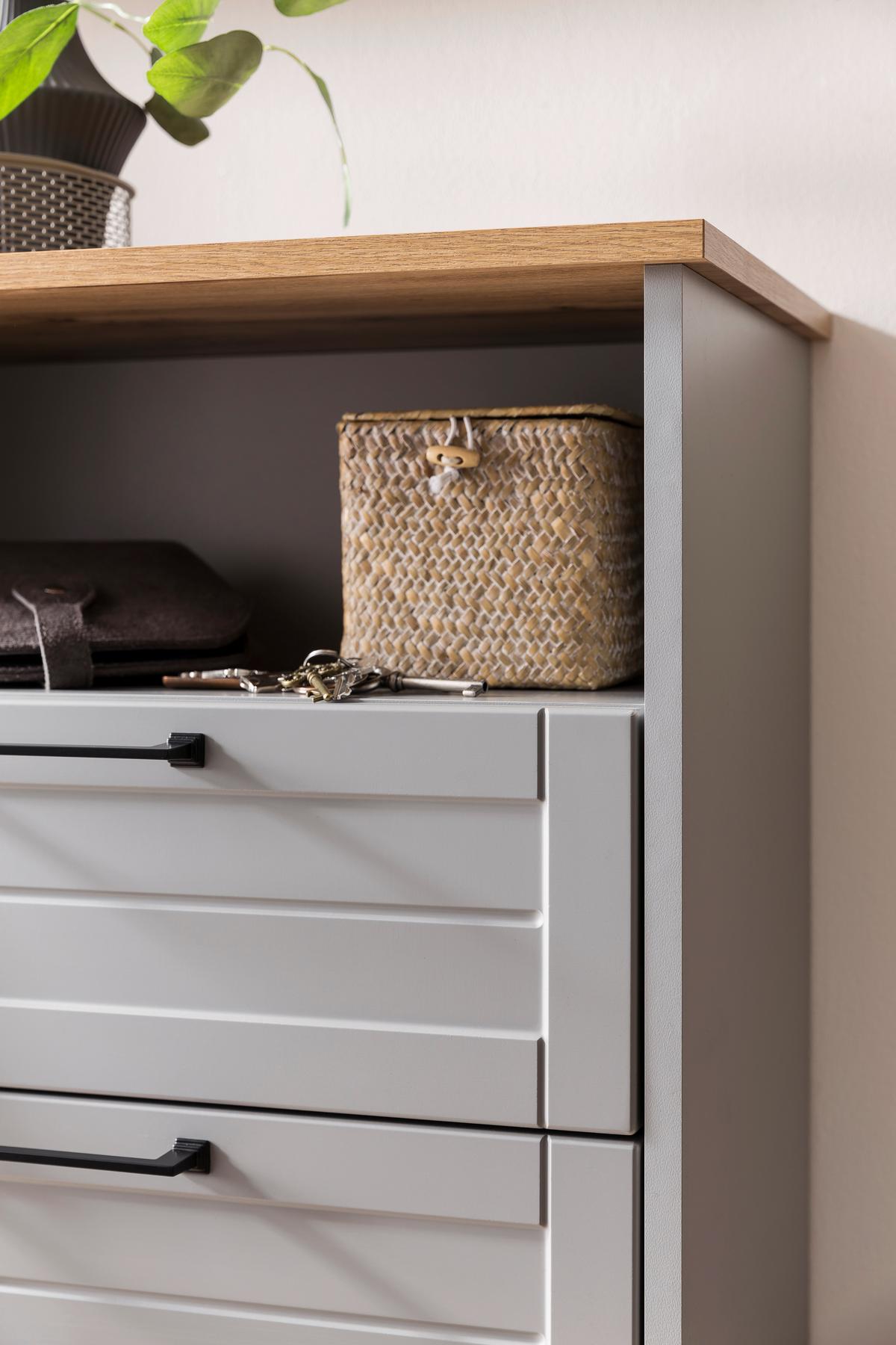 Highboard Jelda Highboard - Platinfarben/Eichefarben, Holzwerkstoff (62,4/102/34,1cm) - MID.YOU
