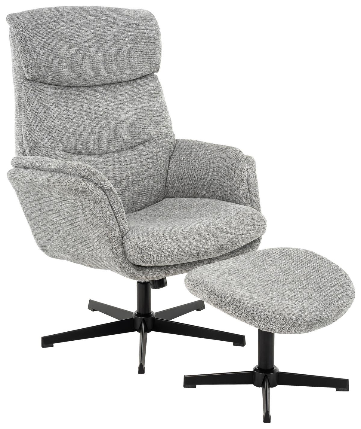 Relaxsessel Violina Hellgrau B: 75 Cm - Hellgrau/Schwarz, Basics, Holz/Textil (75/110/87cm) - P & B