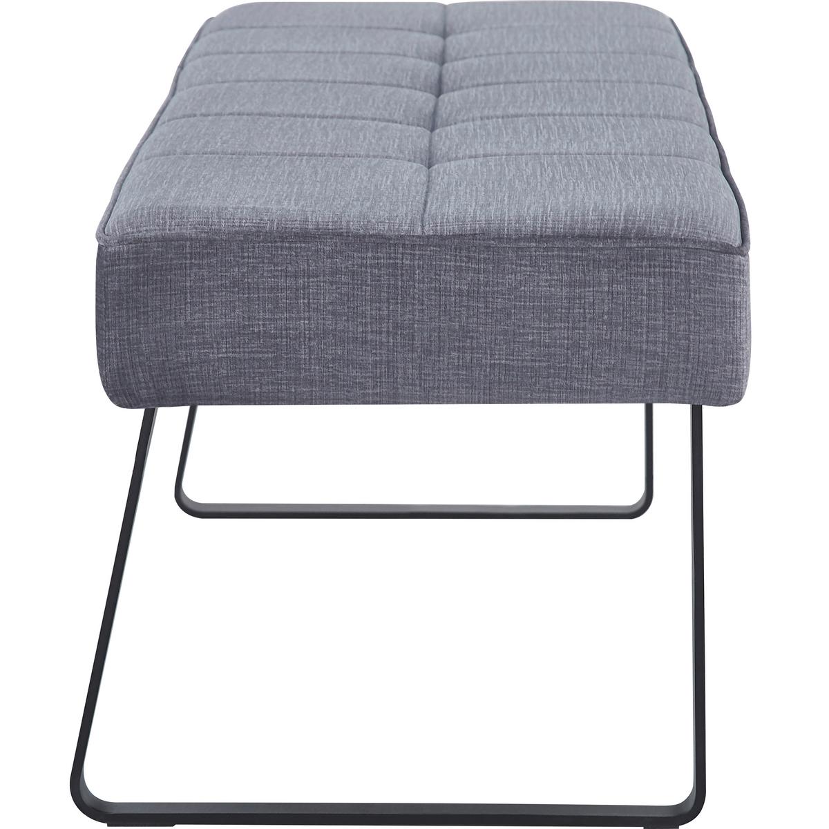 Sitzbank Tilos Ohne Lehne Samt Dunkelgrau, B: 140 Cm - Dunkelgrau/Schwarz, KONVENTIONELL, Textil/Metall (140/49/47cm) - MID.YOU