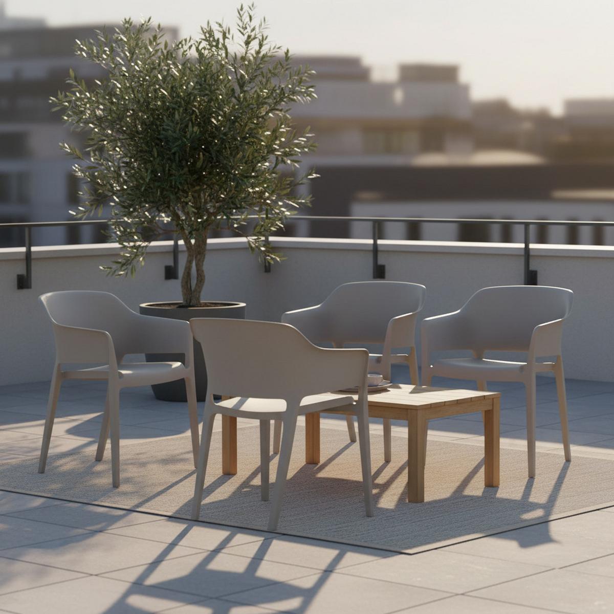 Gartenstuhl-set 4x Giethoorn – Stuhl Hellgrau - Hellgrau, Basics, Kunststoff (77,5/54,5/55cm) - Gardenson