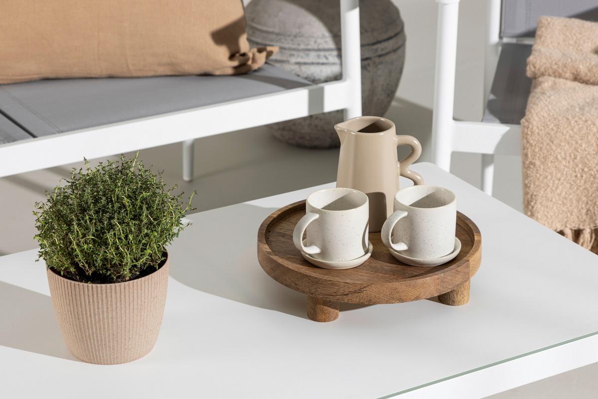 Loungegarnitur Break - Weiß/Grau, KONVENTIONELL, Glas/Textil - Gardenson