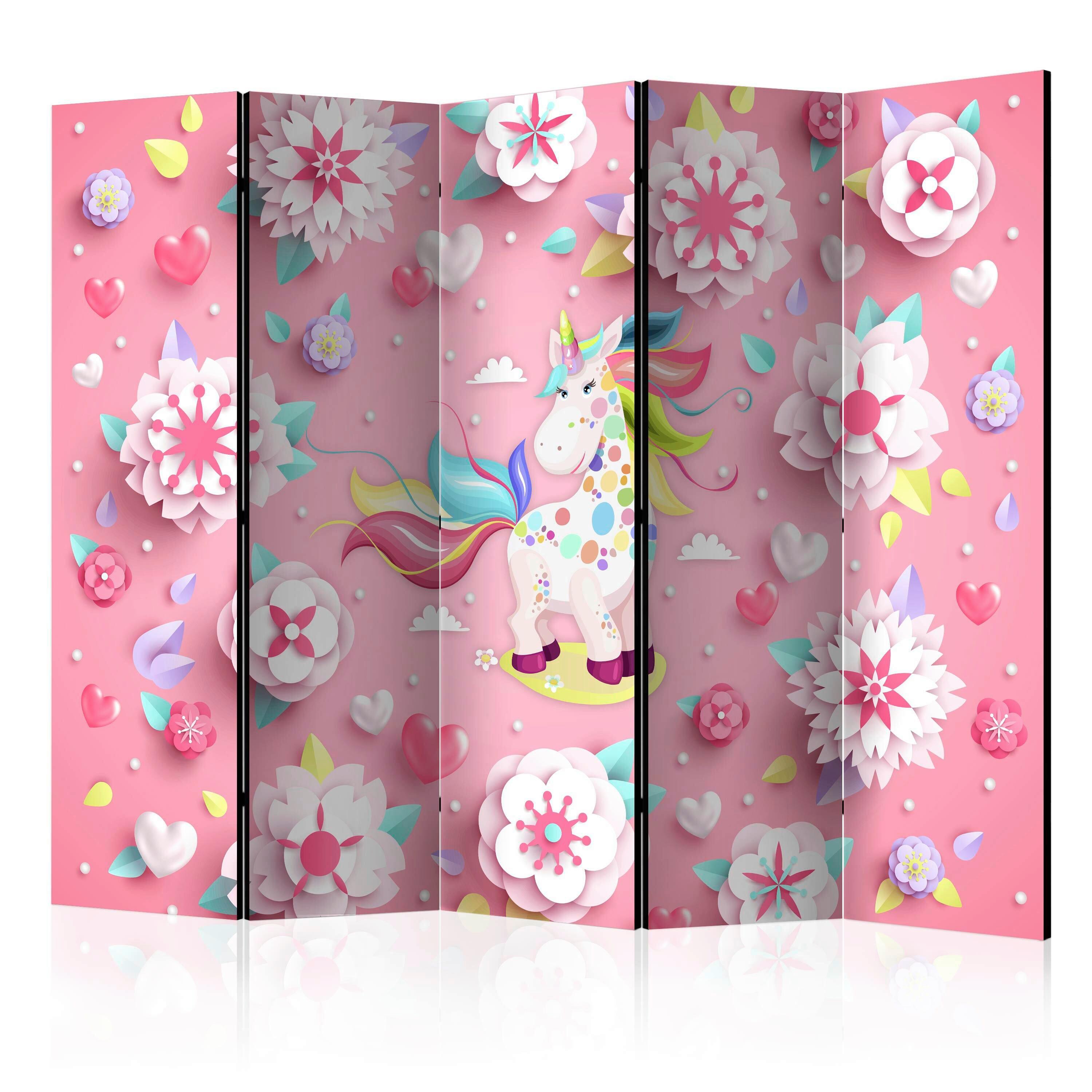 PARAVENT Multicolor Pink B: 225 cm - Pink/Multicolor, Basics, Holz/Textil (225/172/3cm) - artgeist