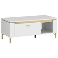 Couchtisch Lazio Weiß B: 110,4 Cm - Weiß Hochglanz/Goldfarben, Trend, Holzwerkstoff/Metall (110,4/46/65cm)