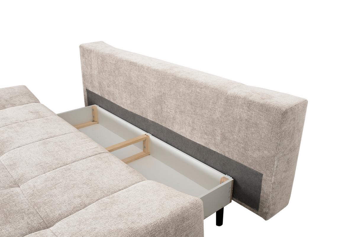 Schlafsofa Malpenza Beige B: 199 cm - Beige/Schwarz, Trend, Textil (199/91/110cm)