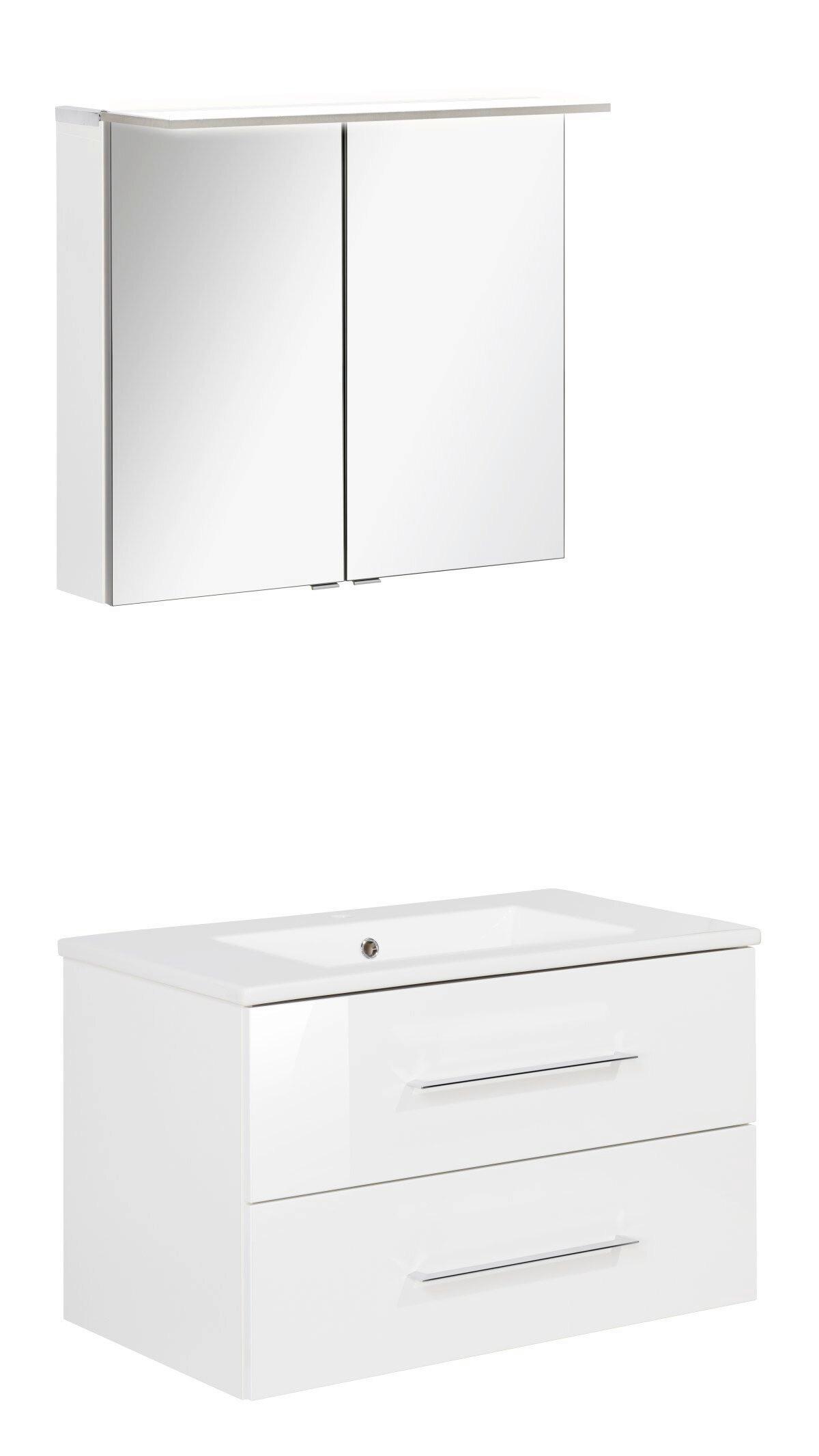 Badezimmer B.Perfekt Weiß 3-Teilig - Weiß, Basics, Glas/Keramik (82cm) - MID.YOU