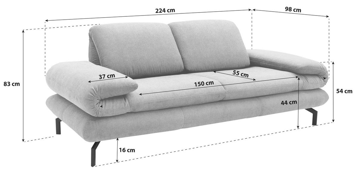 2,5-sitzer Looks Xiii - Messingfarben/Schwarz, Design, Textil (224/83/98cm) - LOOKS by W.Joop