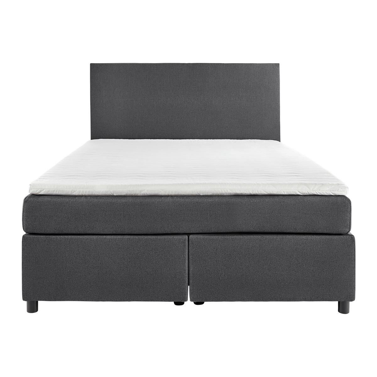 Boxspringová postel FLORIN, 140x200, šedá - šedá, Moderní, kompozitní dřevo/textil (140/200cm)