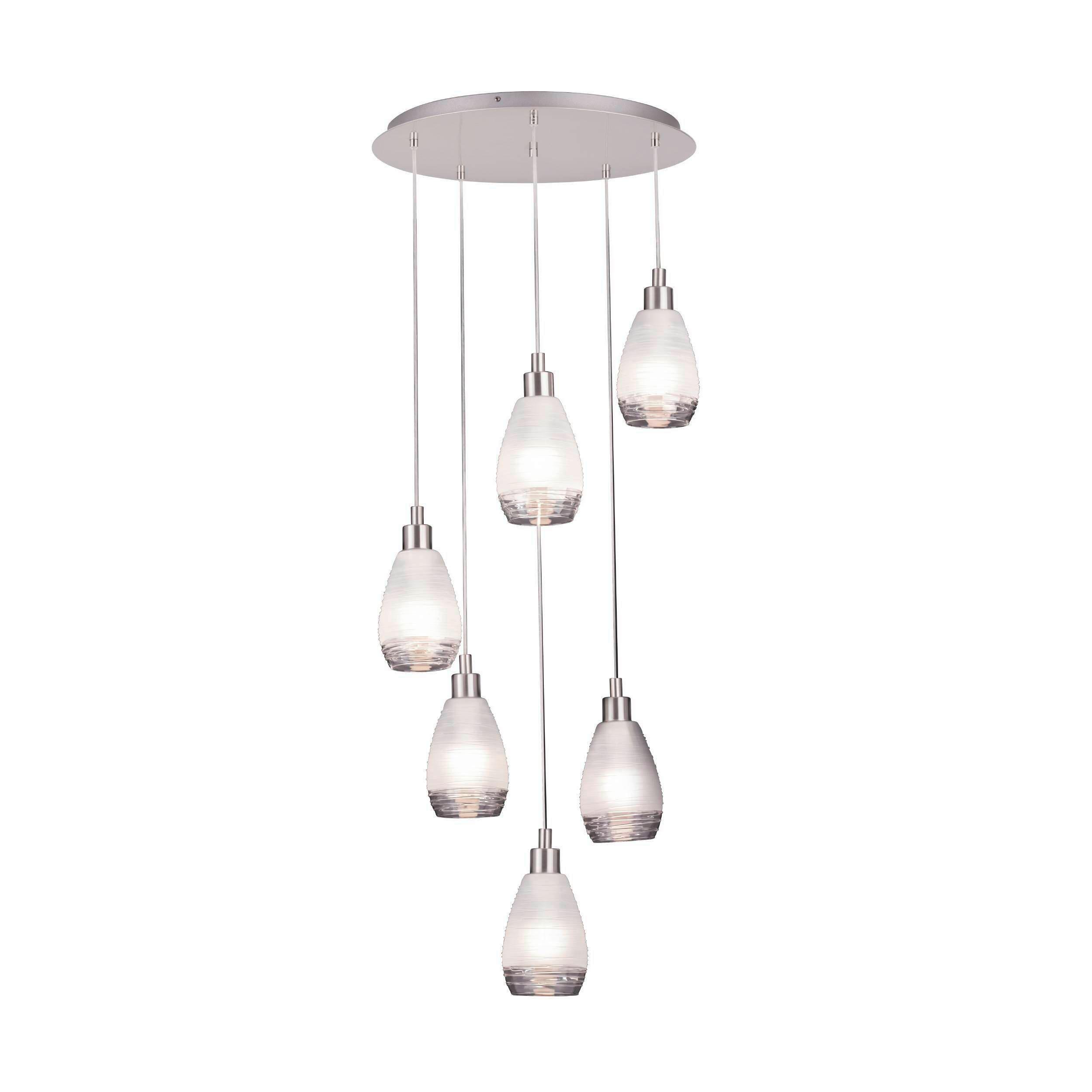 Hängeleuchte Siracusa Weiß Nickelfarben D: 50 cm - Weiß/Nickelfarben, KONVENTIONELL, Glas/Metall (50/150cm) - Eglo