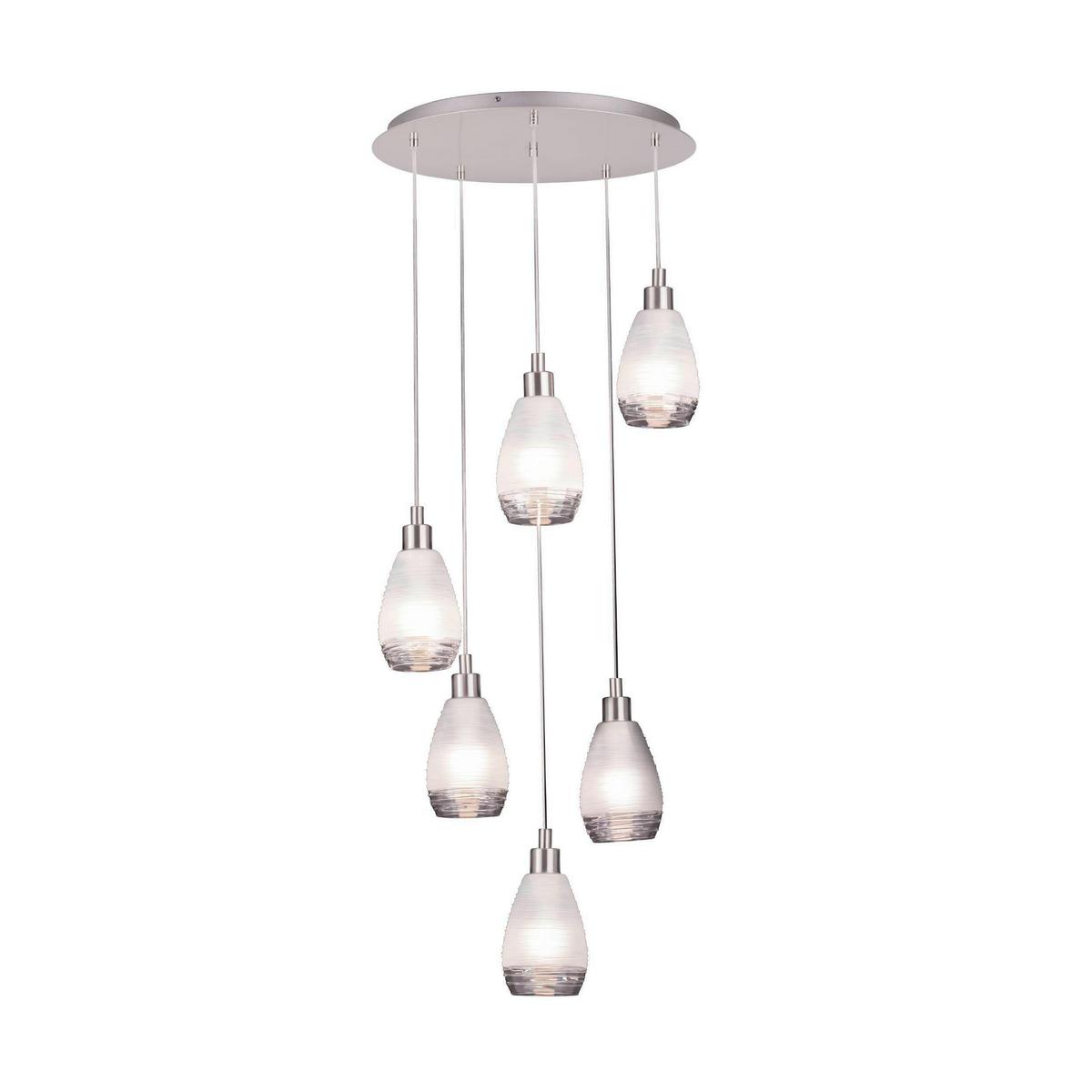 Hängeleuchte Siracusa Weiß Nickelfarben D: 50 cm - Weiß/Nickelfarben, KONVENTIONELL, Glas/Metall (50/150cm) - Eglo