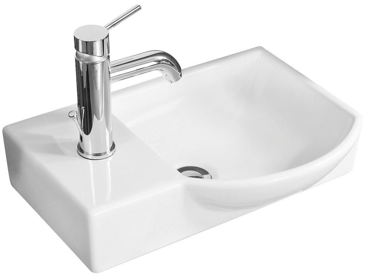 Waschbecken Guest II Keramik 45x32 cm Weiß - Weiß, Basics, Keramik (45/10,5/32cm) - MID.YOU