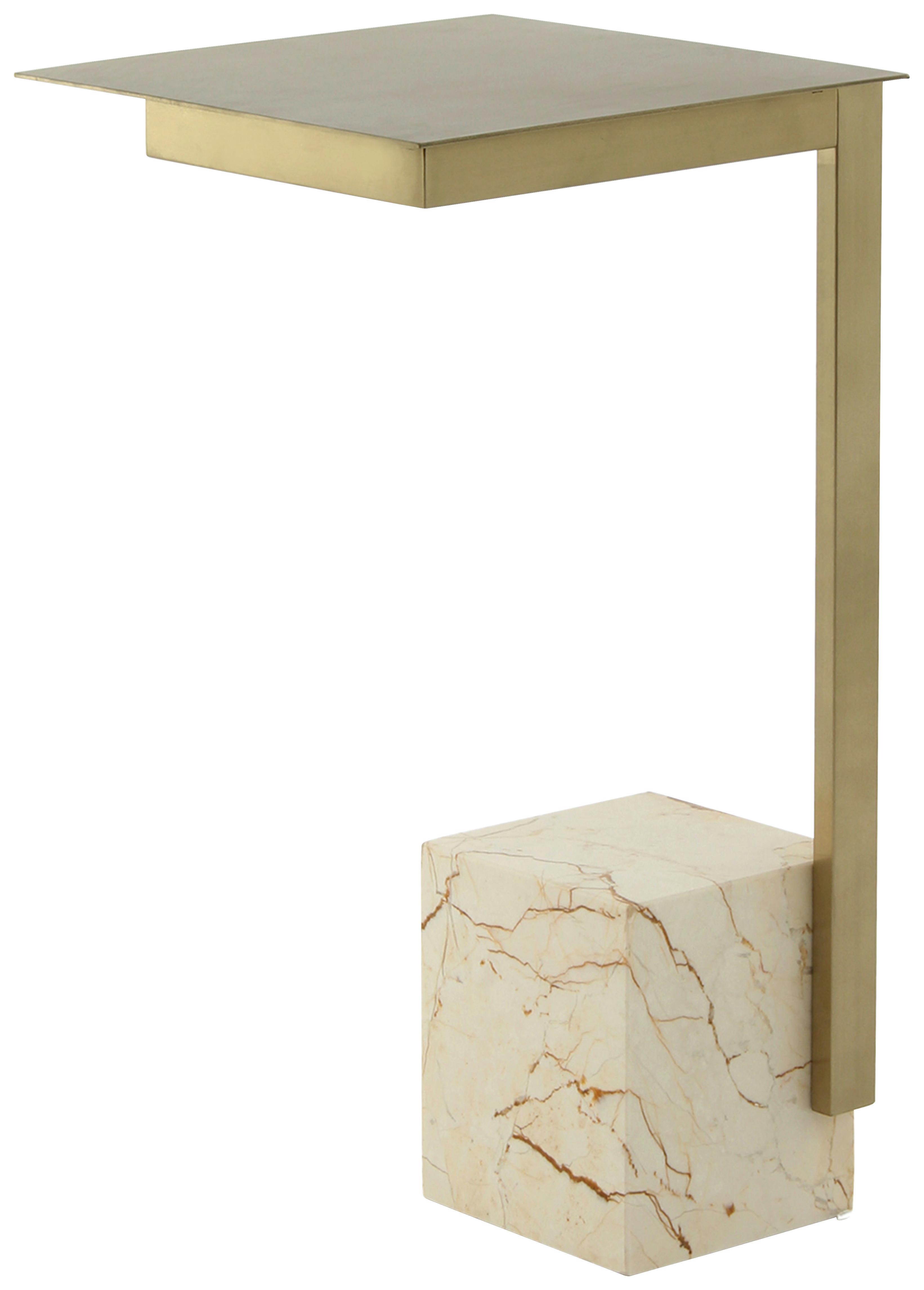 Beistelltisch Rocio 200 Weiss / Multi - Design, Glas/Stein (30/30/56cm) - Kayoom