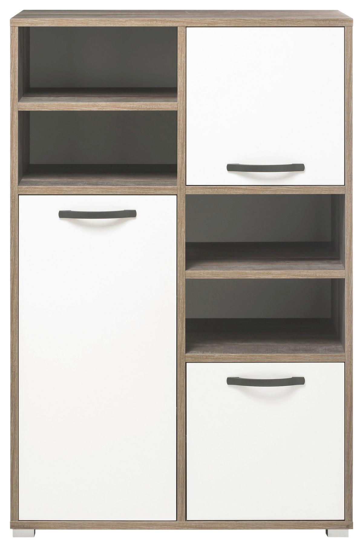 Vysoká komoda MOON - hnedá/sivá, Modern, kompozitné drevo/plast (95/146/46cm) - MID.YOU