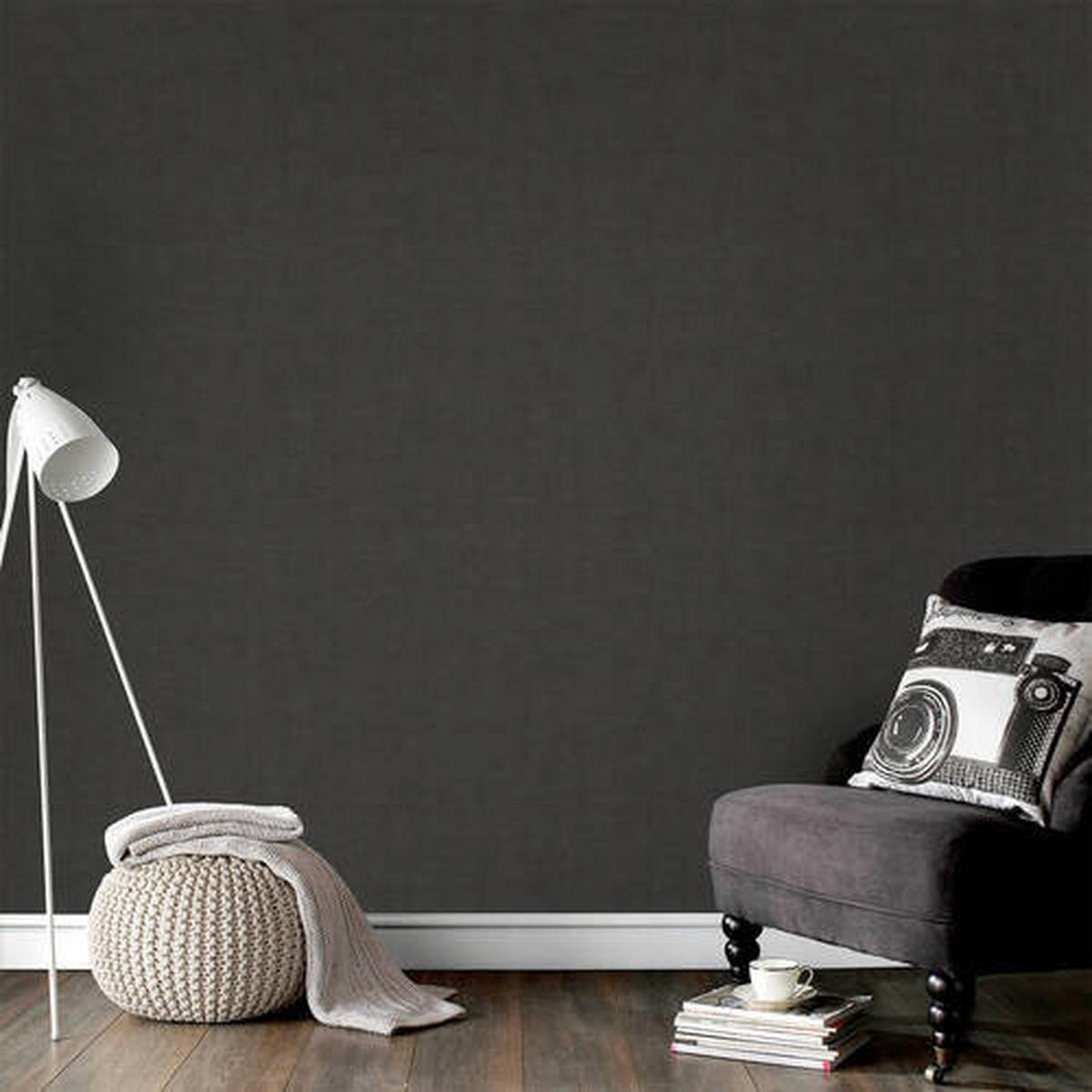 Vliestapete 5627326 - Anthrazit/Schwarz, Basics, Papier/Kunststoff (52/1000cm)