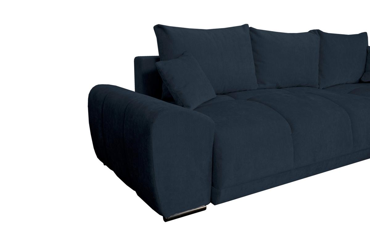 Rohová sedačka BONN, oboustranná, tm.modrá žinylka - černá/tmavě modrá, Moderní, textil/plast (296/182cm)