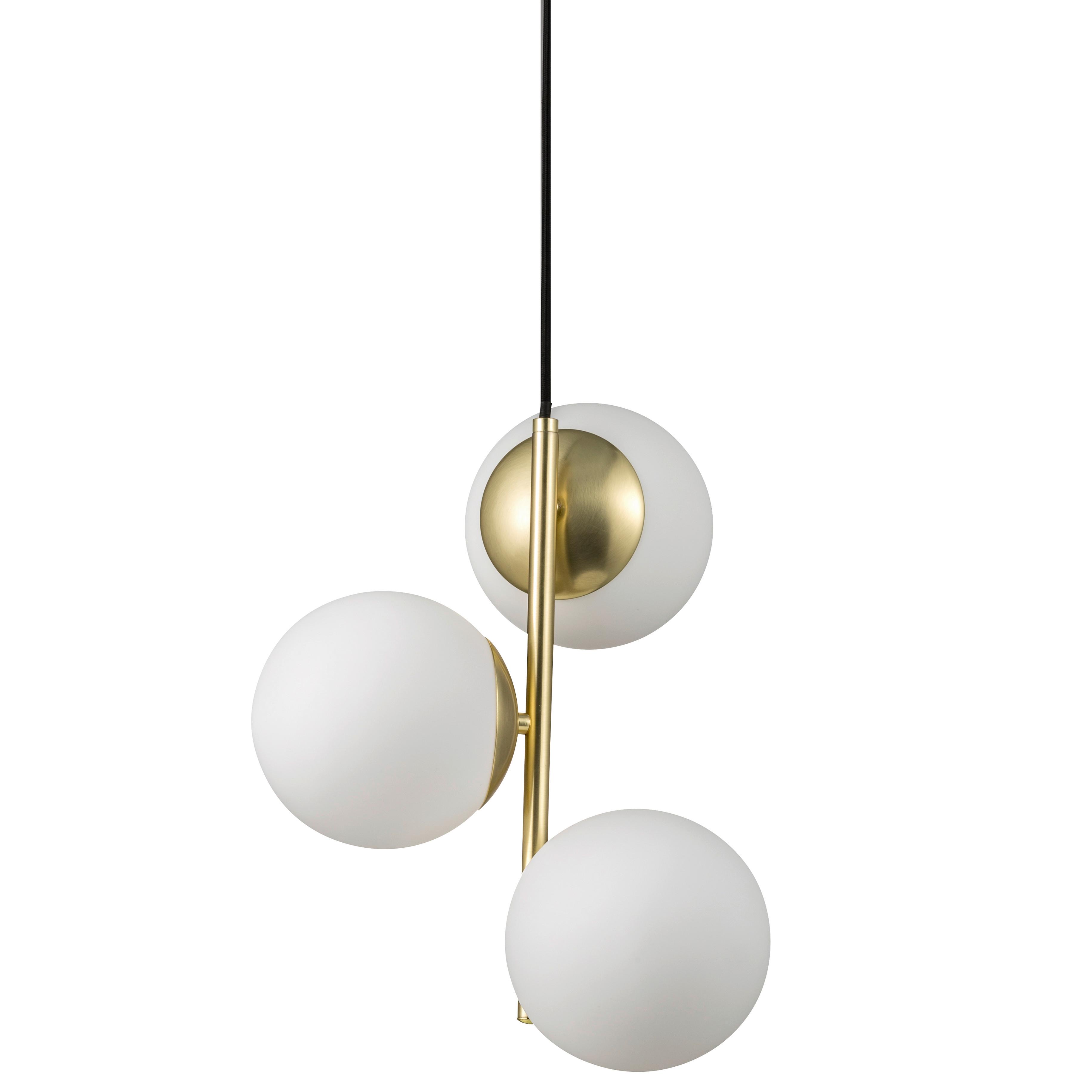Hängeleuchte Lilly Weiß Messingfarben D: 15 cm - Messingfarben/Weiß, Design, Glas/Metall (15/36,5cm) - Nordlux