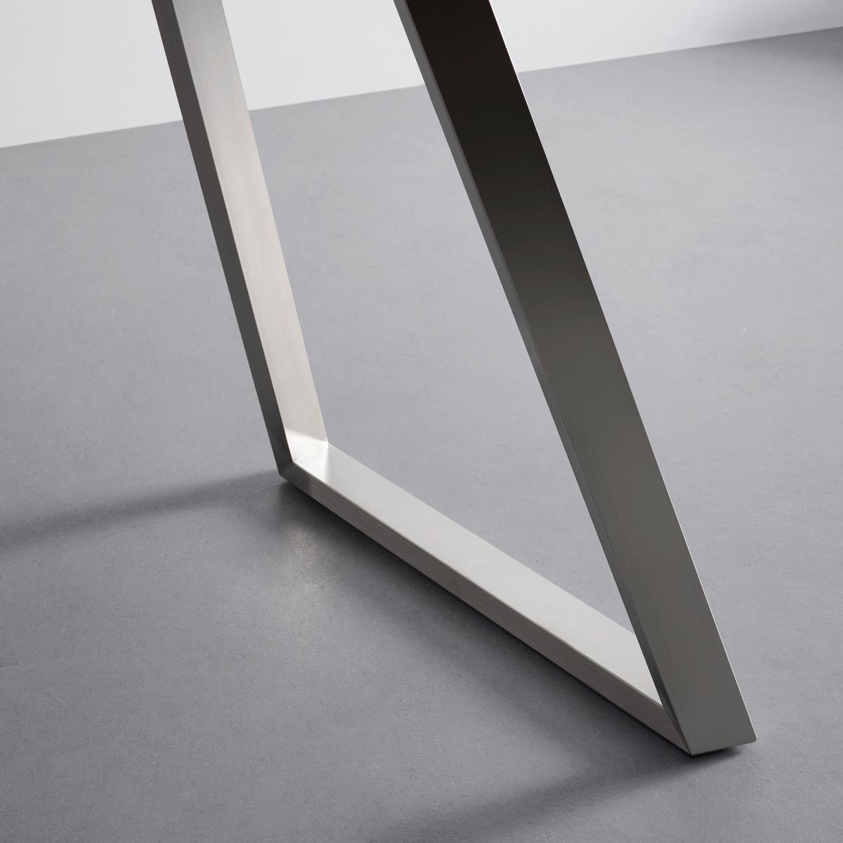 Jídelní stůl MELANI dekor ořech 160x90 cm - barvy vlašských ořechů/barvy nerez oceli, Moderní, kov/dřevo (160/90/76cm) - Bessagi Home