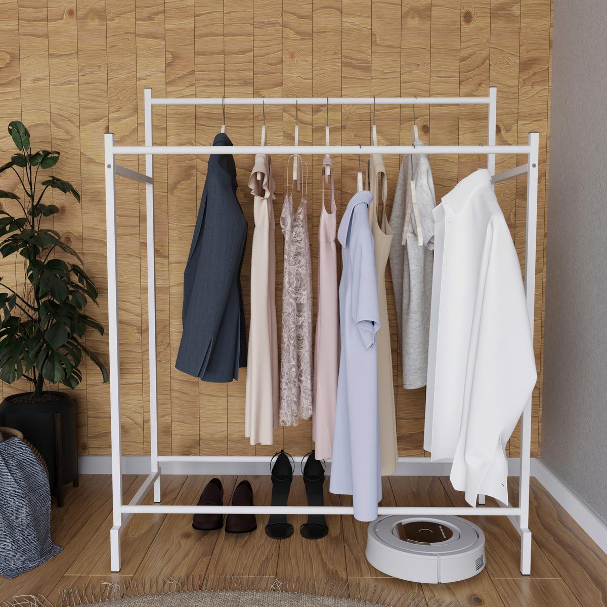 Kleiderständer Labol Weiß B: 103 Cm - Weiß, Design, Metall (103/136/52cm) - MID.YOU
