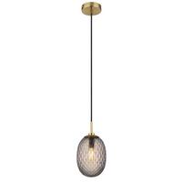 Hängeleuchte 15899h1 - Goldfarben/Schwarz, Basics, Glas/Textil (15/120cm) - Globo