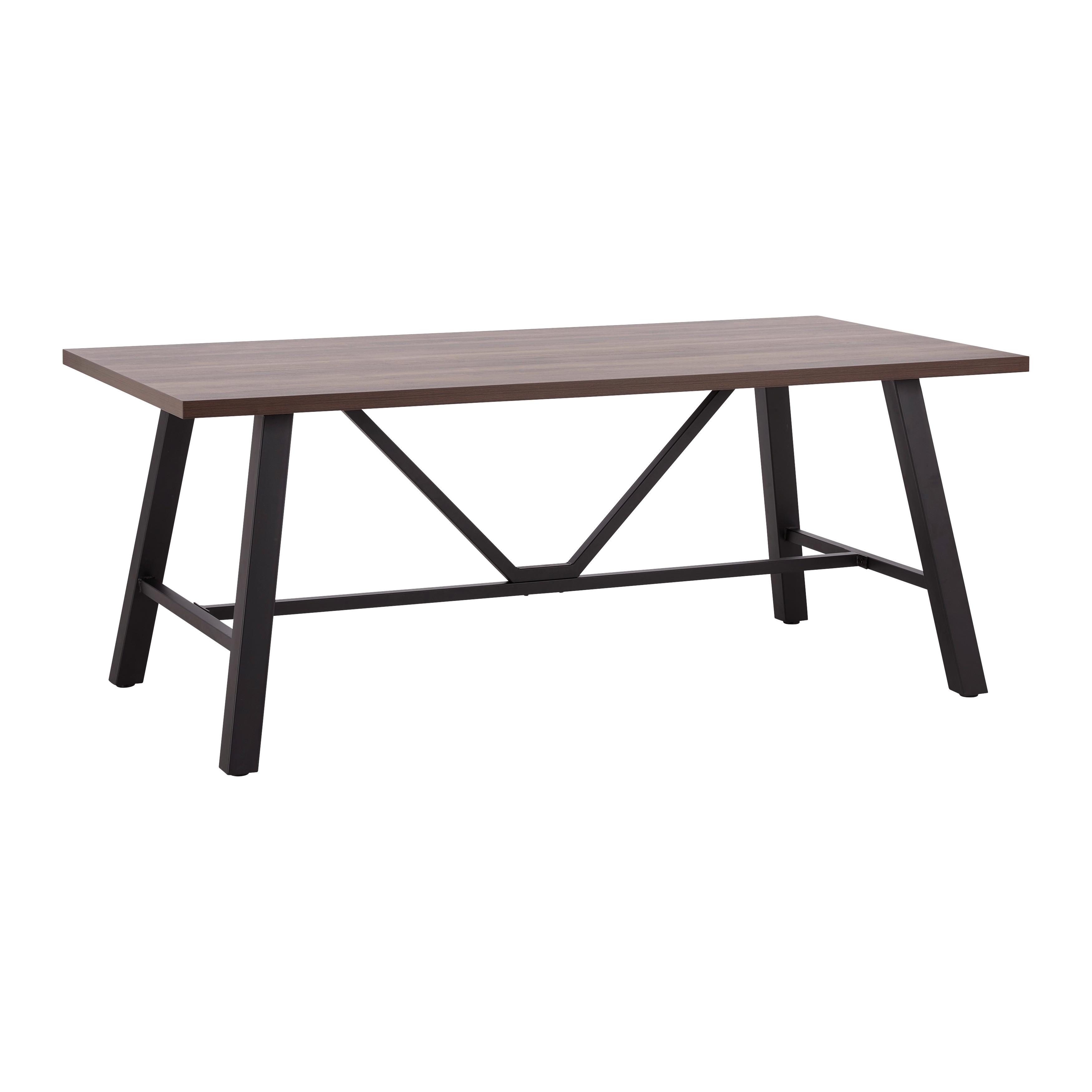 Jídelní stůl ANDRI 180x90 cm - černá/barvy vlašských ořechů, Moderní, kov/kompozitní dřevo (180/90/75cm) - Bessagi Home