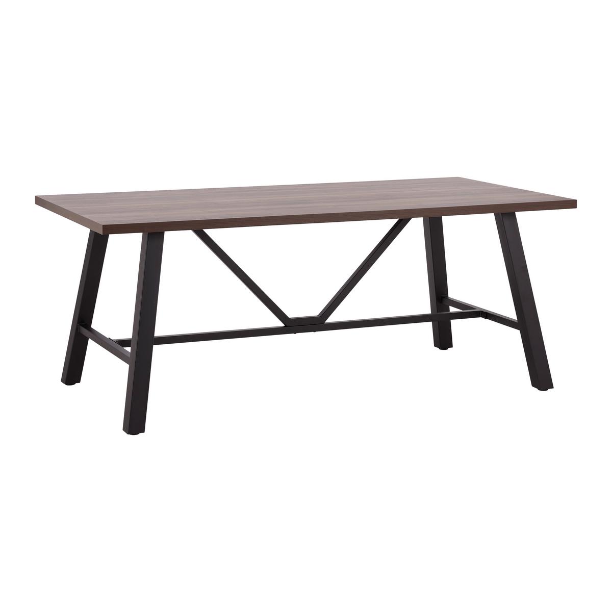 Jedálenský stôl ANDRI 180x90 cm - čierna/farba vlašského orecha, Modern, kov/kompozitné drevo (180/90/75cm) - Bessagi Home