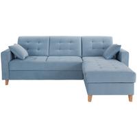 Rohová sedačka BJORN, obojstranná, svetlomodrý zamat - svetlomodrá/prírodná farba, Design, drevo/textil (231/160cm) - Based