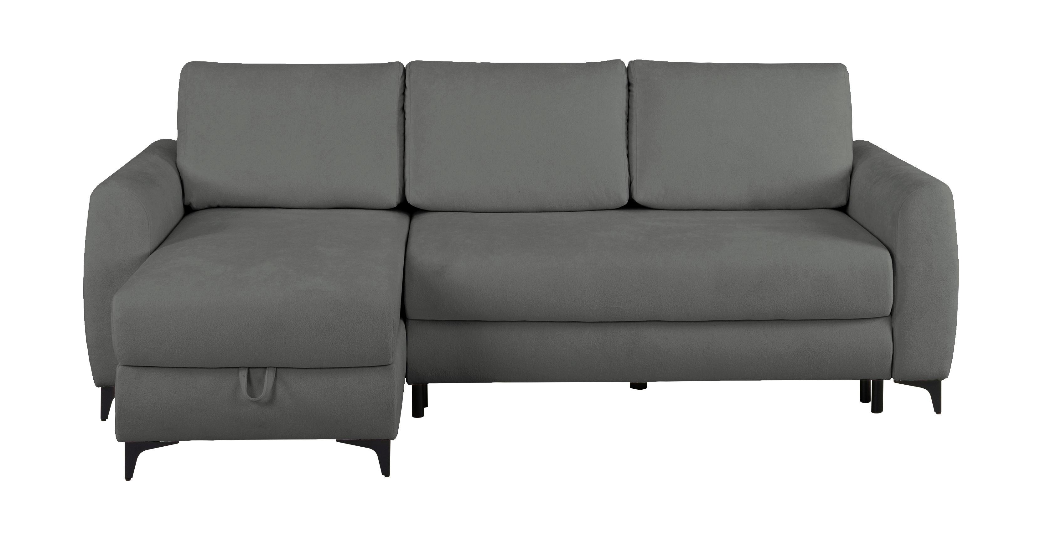 Ecksofa Moli, Dunkelgrau S: 236x148 cm - Dunkelgrau/Schwarz, Design, Textil (236/148cm) - MID.YOU