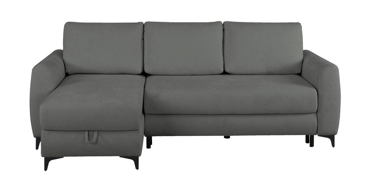 Ecksofa Moli, Dunkelgrau S: 236x148 cm - Dunkelgrau/Schwarz, Design, Textil (236/148cm) - MID.YOU